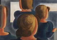 Gemälde "Vierergruppe in Grau" von Oskar Schlemmer (1930). 